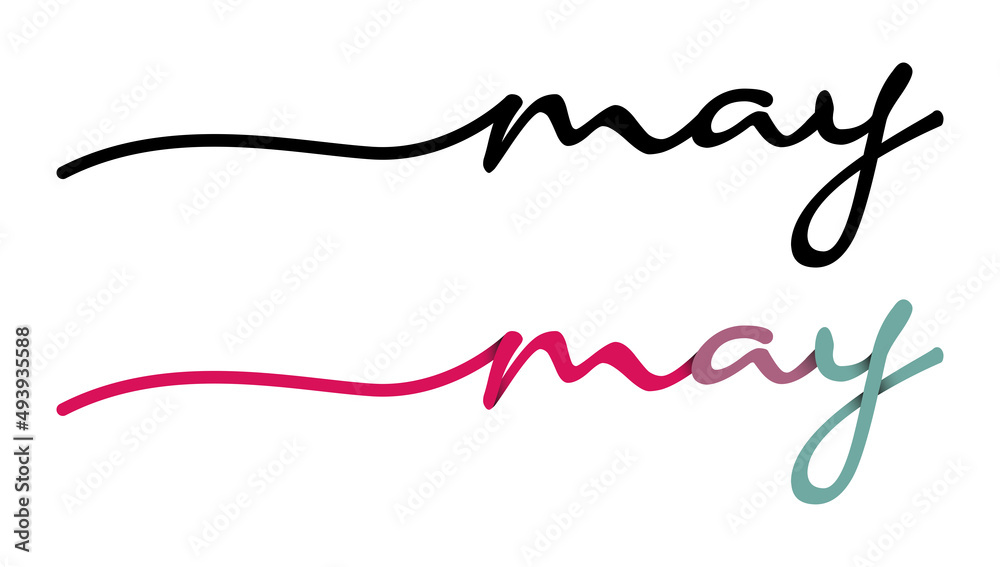 May Handwriting Lettering Calligraphy Isolated on White Background. Months of The Year May Handwriting Lettering Calligraphy Isolated on White Background. Months of The Year