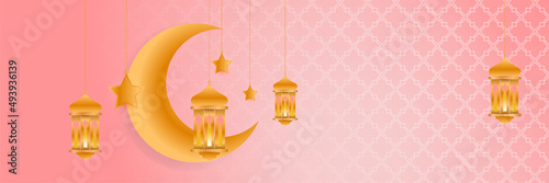 Ramadan kareem pink decoration colorful banner design background