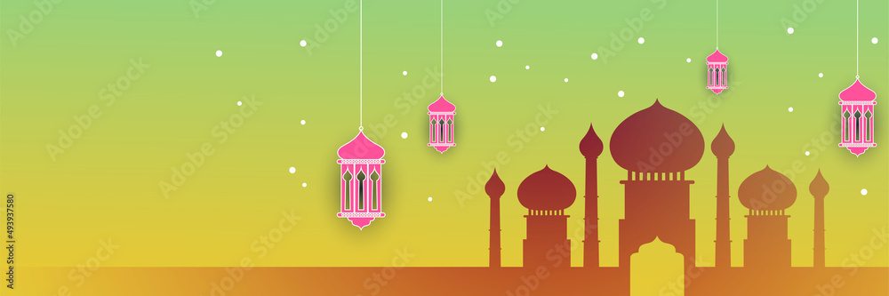 elegant ramadan style green yellow colorful banner design background elegant ramadan style green yellow colorful banner design background