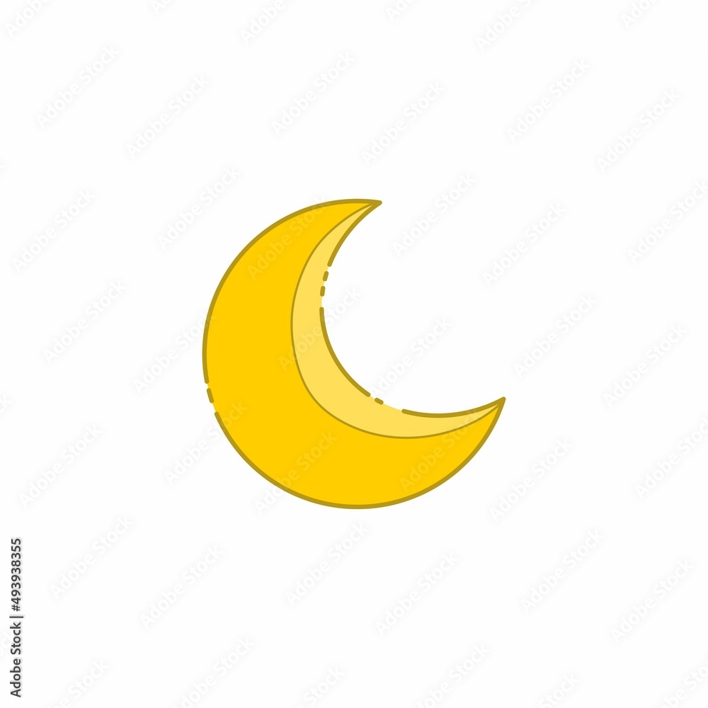yellow Crescent moon icon vector on white background