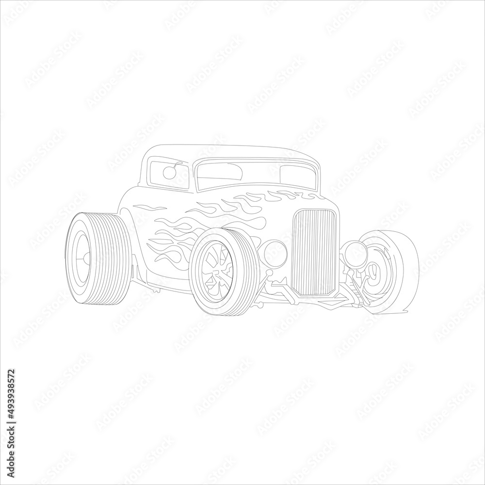  Modern Car  vector  , Illustration of a car  Business car Luxury life Technology concept  Car line art , coloring book page for kids and adults  ,illustration of a car