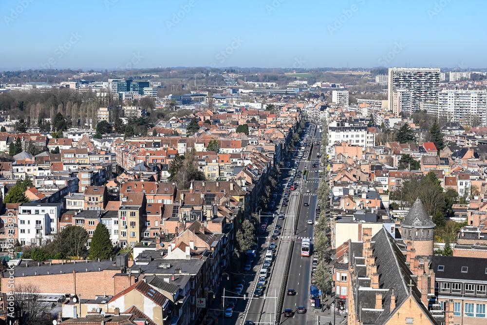 Obraz premium Belgique Bruxelles panorama ville pollution environnement carbone immobilier axe routier Charles Quint avenue Boulevard