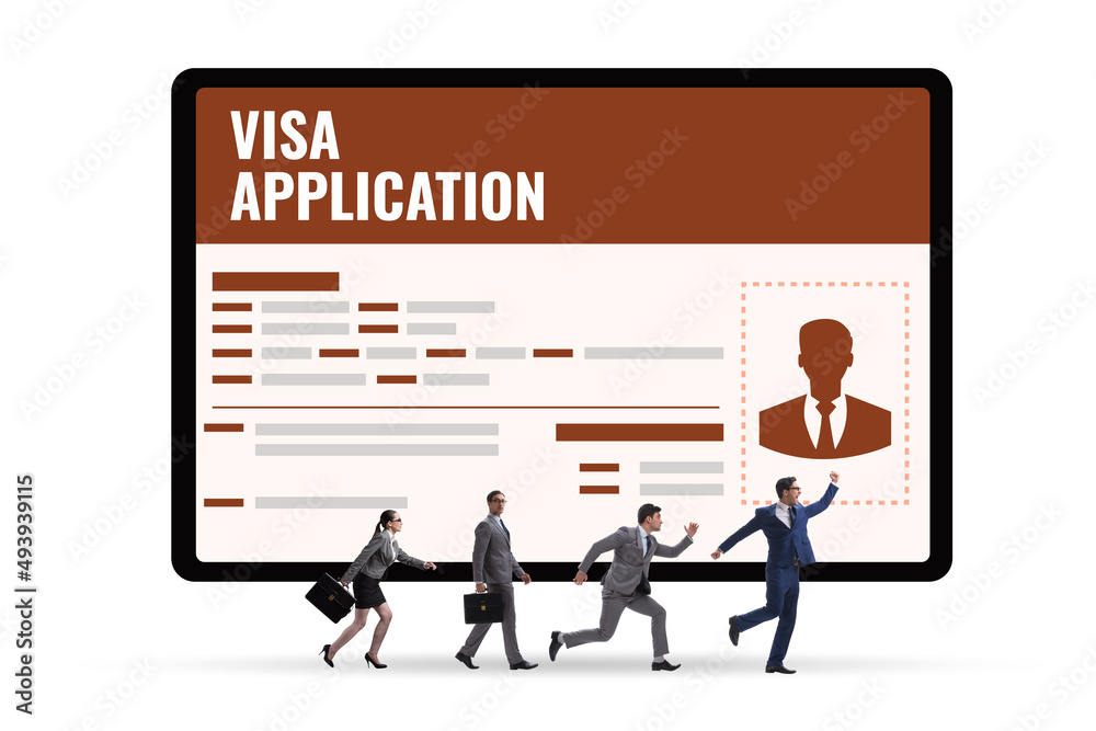 Visa application concept with businessman Visa application concept with businessman