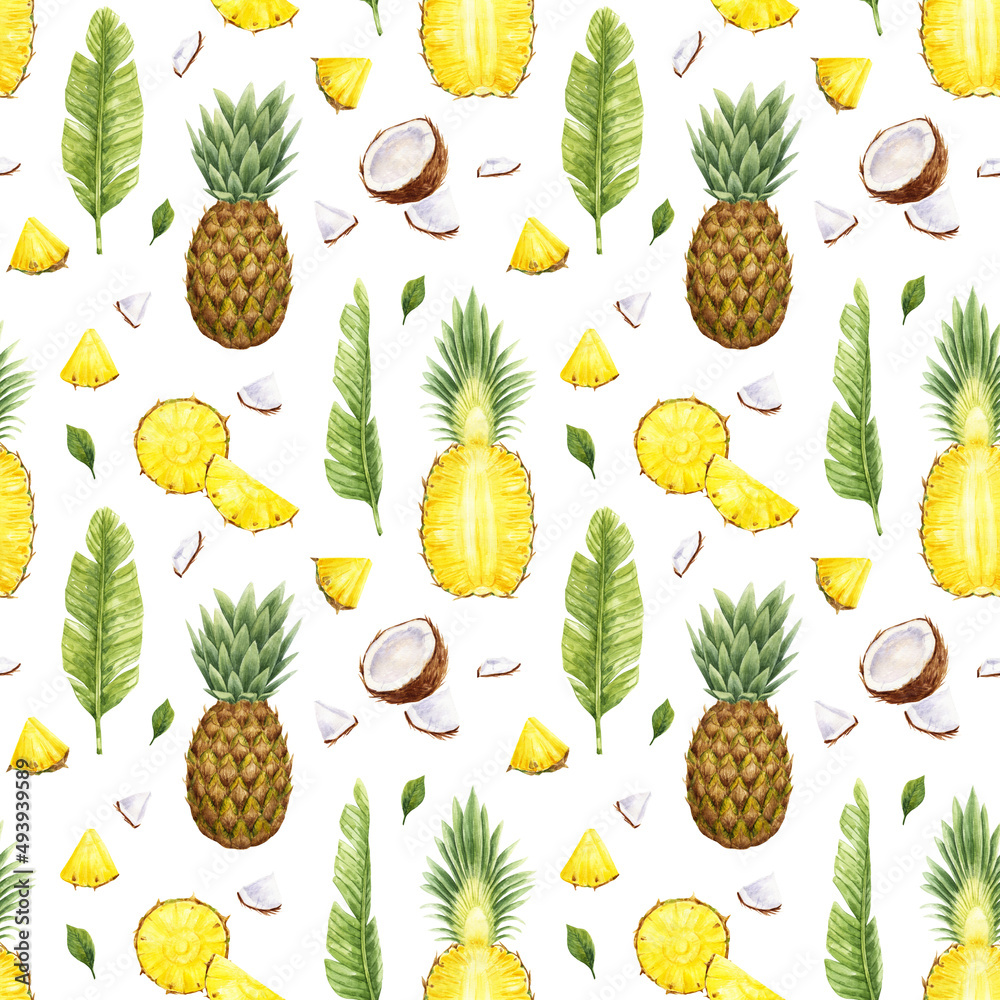 Pattern with pineapples watercolor Pattern with pineapples watercolor