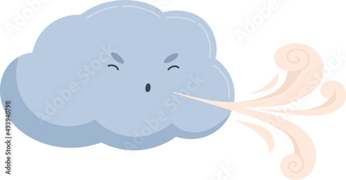 Cloud with Funny Angry Face Cartoon Illustration