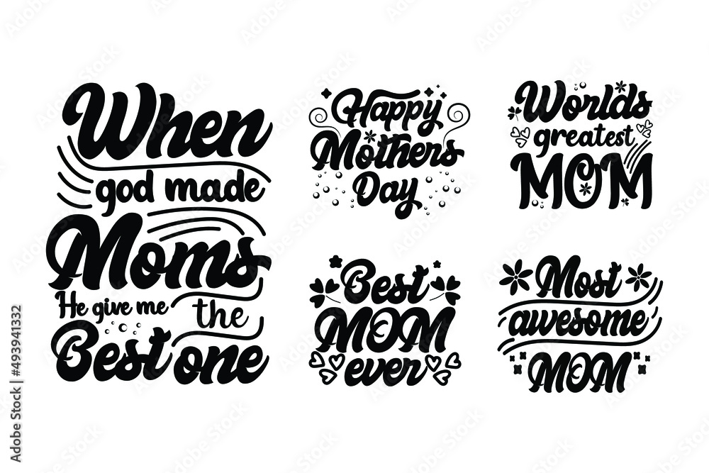 Set of Happy mothers day lettering handmade calligraphy style vector illustration print or poster with lettering quote Set of Happy mothers day lettering handmade calligraphy style vector illustration print or poster with lettering quote