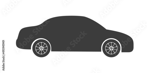 Car silhouette. Abstract sedan side view. Vector illustration isolated on white background