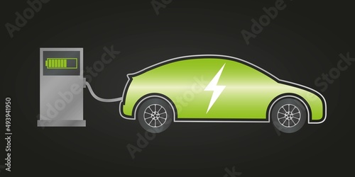 Fototapeta Naklejka Na Ścianę i Meble -  The process of charging an electric car. Eco friendly fuel. Vector illustration