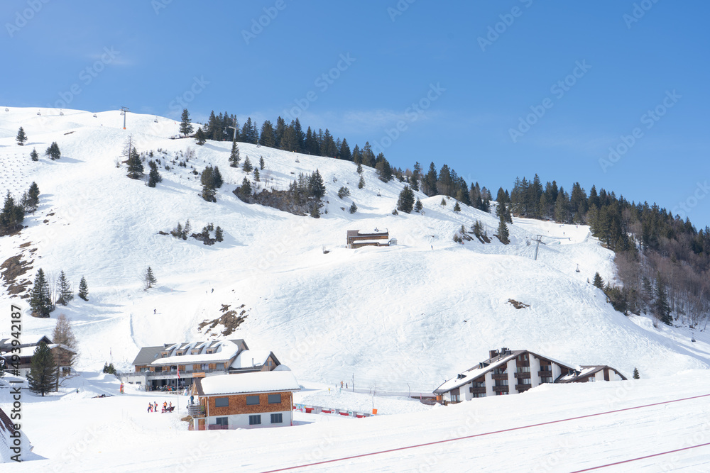 The village of Stoos is set in a delightful alpine landscape at the foot of the Fronalpstock mountain, on a sunny alpine plateau of the same name at about 1300 m. Stoos is reached by the steepest way. The village of Stoos is set in a delightful alpine landscape at the foot of the Fronalpstock mountain, on a sunny alpine plateau of the same name at about 1300 m. Stoos is reached by the steepest way.