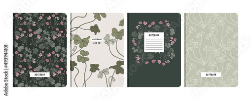 Vector illustartion templates cover pages for notebooks, planners, brochures, books, catalogs. Floral background