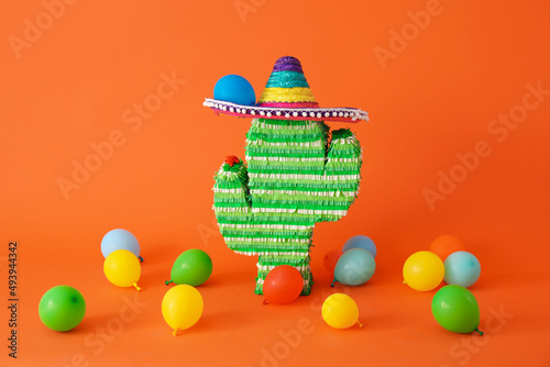 Mexican pinata with sombrer...