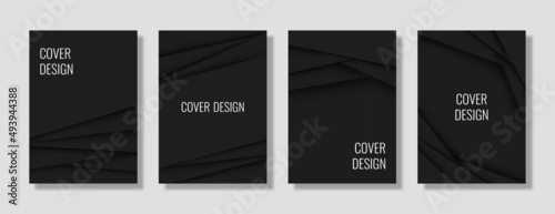 Vertical banners set with 3D abstract background and paper cut shapes.