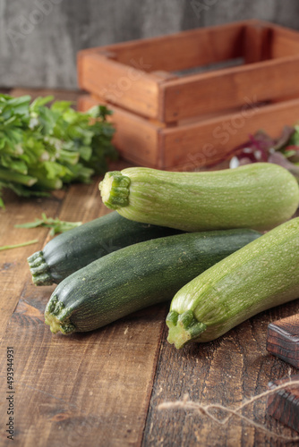 Zucchini on a wooden table