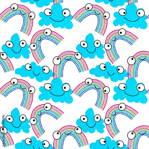 Rainbow seamless pattern for fabrics and textiles and packaging and gifts and cards and linens and kids