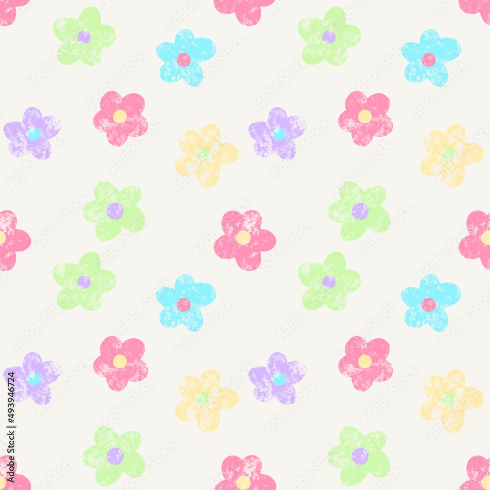 Seamless floral pattern. Botanical elements, flowers, branches, leaves on light background. For cover, fabric, background, print 