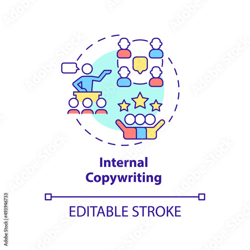 Internal copywriting concept icon. Relationship with employees. Service of PR firm abstract idea thin line illustration. Isolated outline drawing. Editable stroke. Arial, Myriad Pro-Bold fonts used