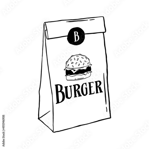Take away burger illustration. Vector set.