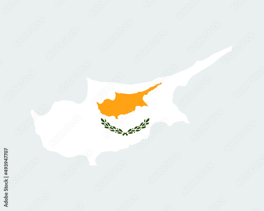 Cyprus Map Flag. Map of Cyprus with the Cypriot country banner. Vector Illustration.