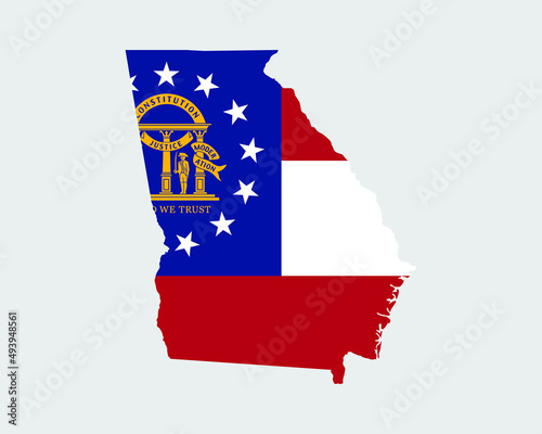 Georgia Map Flag. Map of GA, USA with the state flag. United States, America, American, United States of America, US State Banner. Vector illustration.