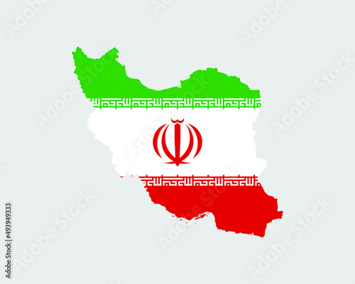 Iran Map Flag. Map of the Islamic Republic of Iran with the Iranian country banner. Vector Illustration.