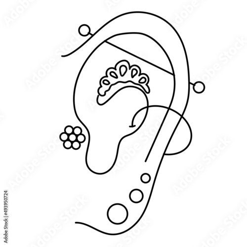 Black line Piercing isolated on white background. Vector