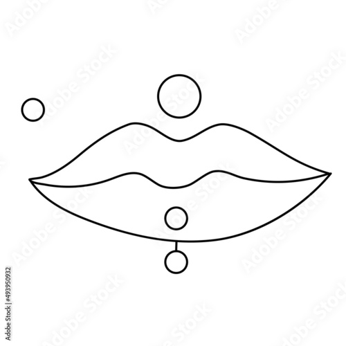 Black line Piercing isolated on white background. Vector