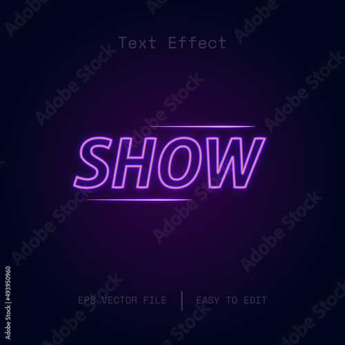 Show neon style text effect vector