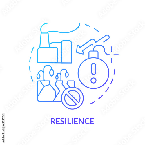 Resilience blue gradient concept icon. Sustainable land management practice abstract idea thin line illustration. Agricultural productivity. Isolated outline drawing. Myriad Pro-Bold font used