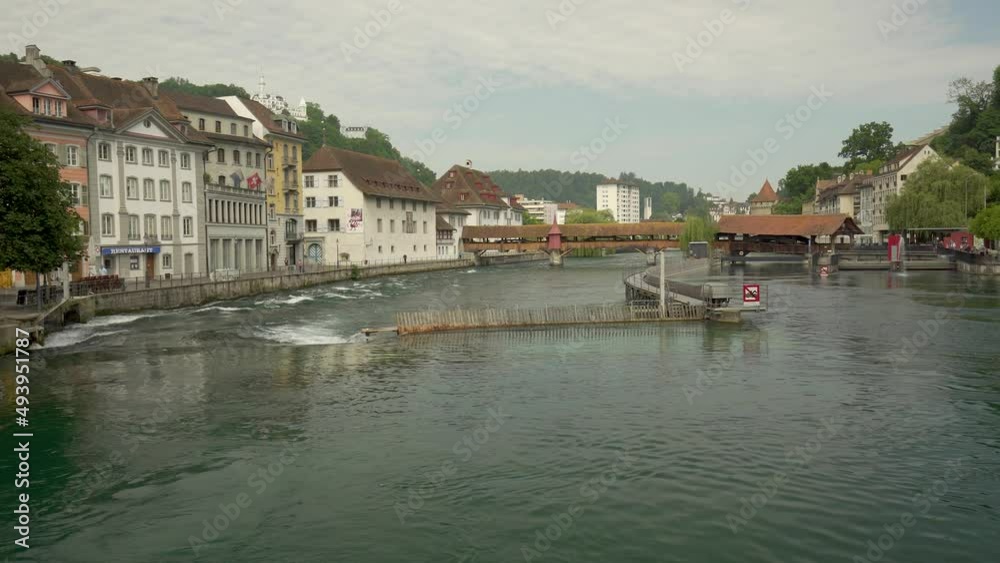 Lucerne Chapel bridge in Switzerland. Static view Lucerne Chapel bridge in Switzerland. Static view