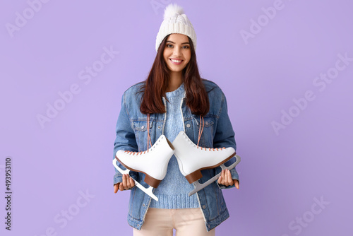 Happy woman in winter cloth...