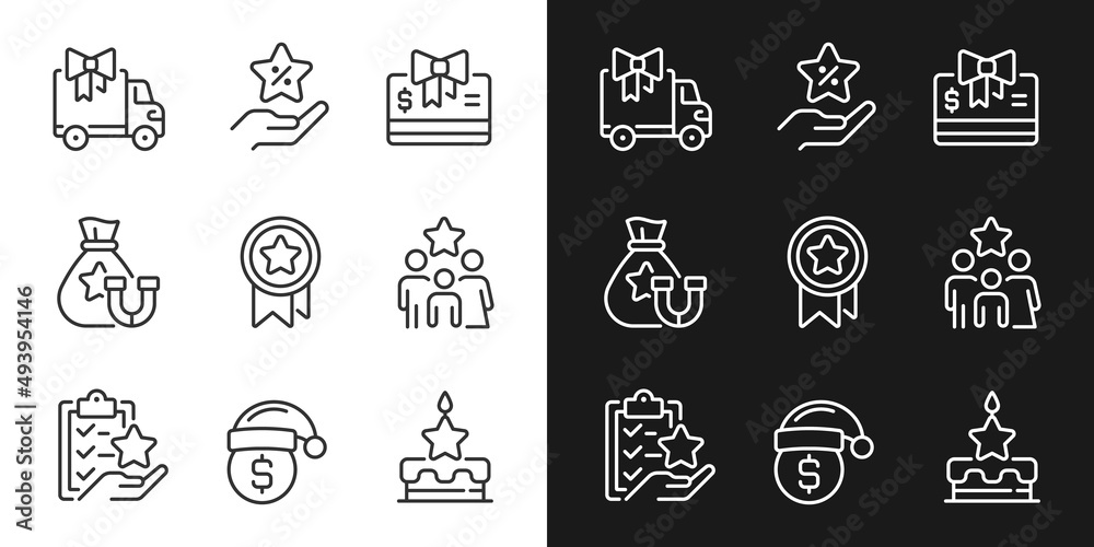 Financial compensation pixel perfect linear icons set for dark, light mode. Marketing strategy. Engagement. Thin line symbols for night, day theme. Isolated illustrations. Editable stroke
