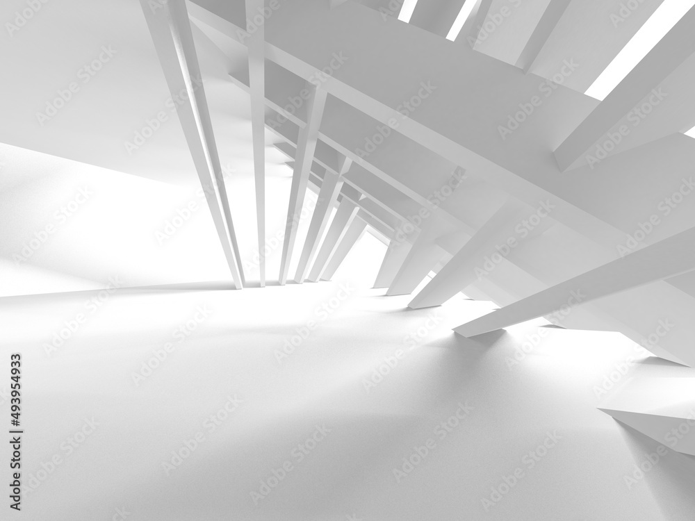 Fototapeta premium Illuminated corridor interior design. Empty Room Interior Background