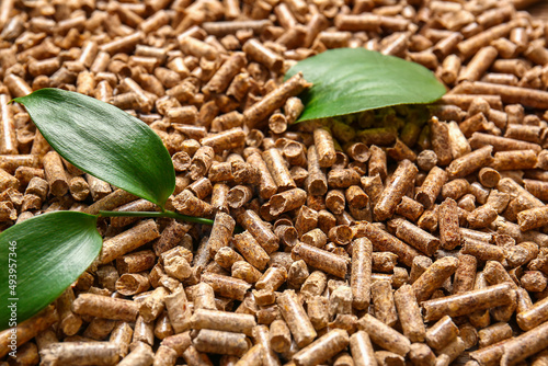 Wood pellets and leaves as ...