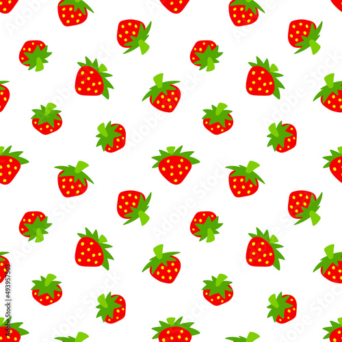 Strawberry seamless pattern cartoon berries on white background