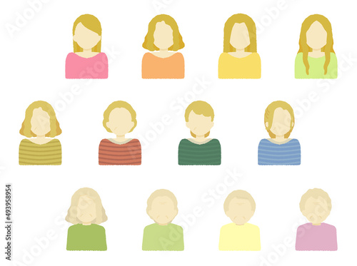 Face parts pear upper body female icon 01