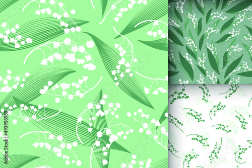 Lily of the Valley Seamless Fabric. Bud of Convallaria Majalis. Spring Blossom Pattern. Fresh Lily of the Valley. Summer Leaf Illustration. Floral Texture. Lily of the Valley.