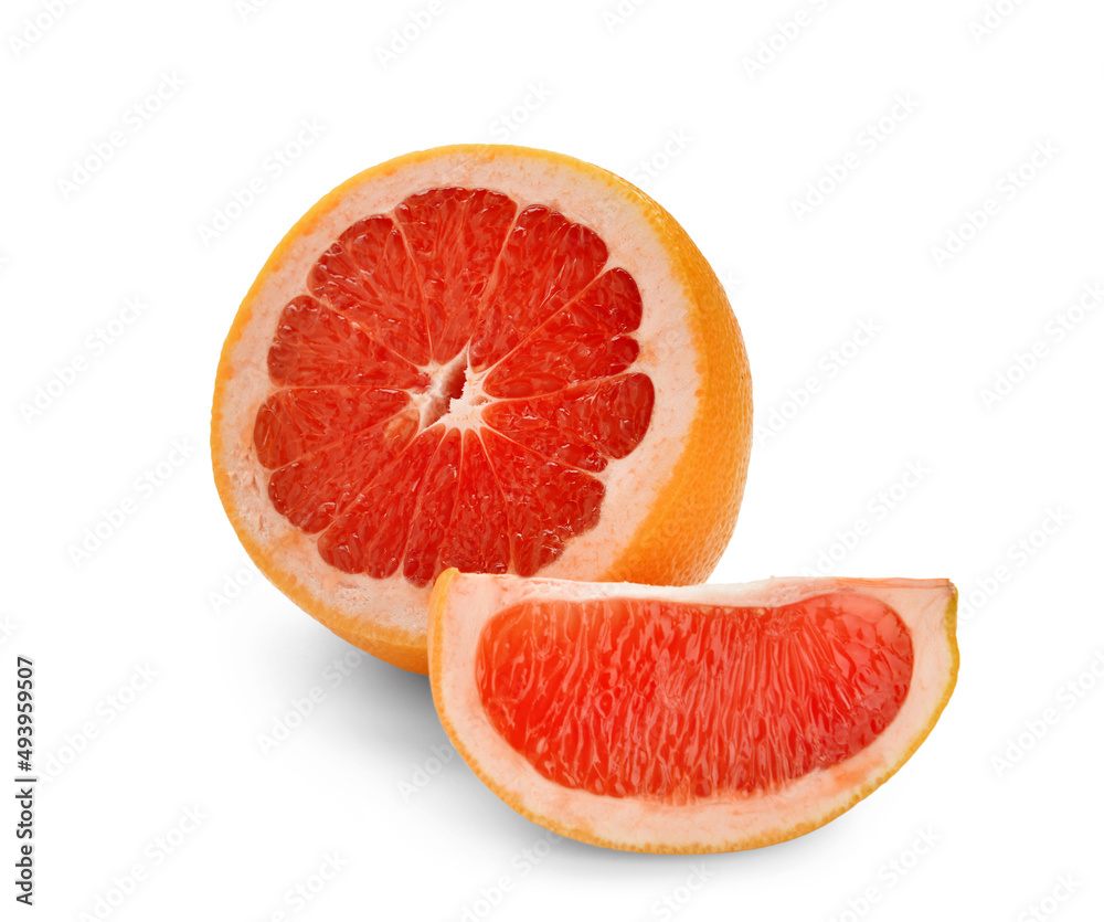 Tasty cut grapefruit on white background Tasty cut grapefruit on white background