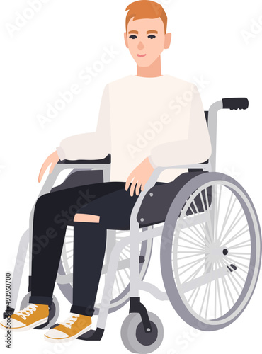 Disabled Young Man in Wheelchair Colored Illustration