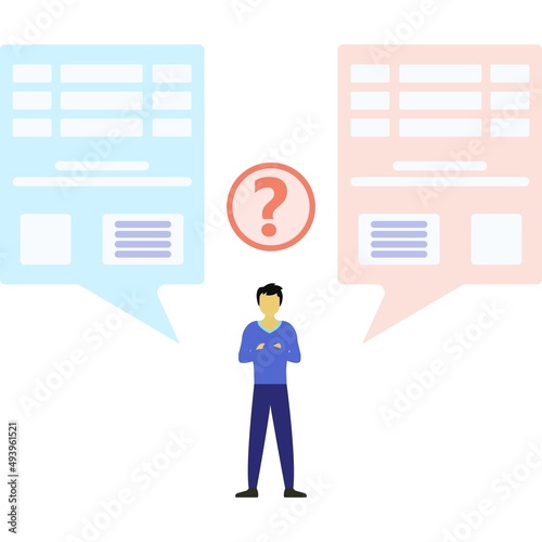 Man think on question flat vector icon