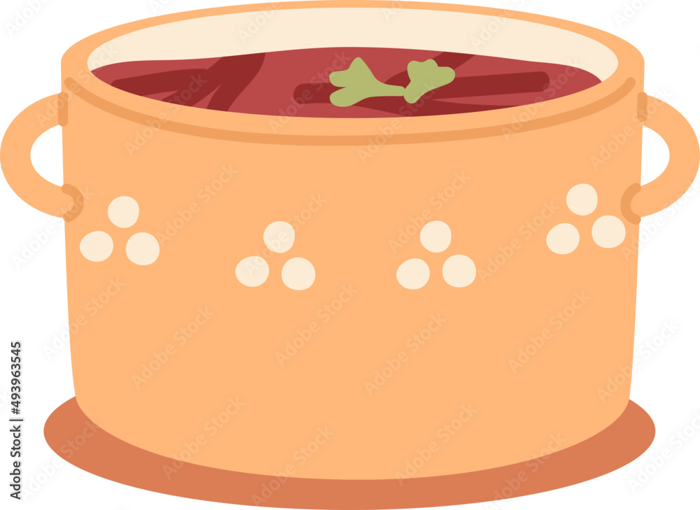 Pot of Traditional Russian Dish Borscht Illustration