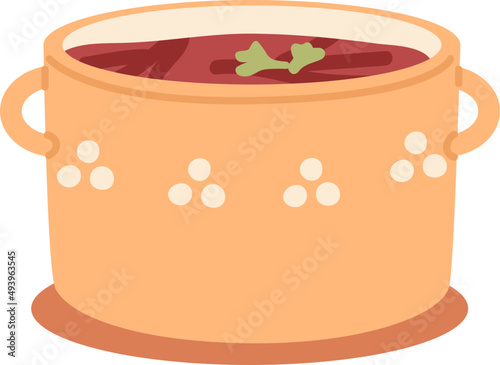 Pot of Traditional Russian Dish Borscht Illustration