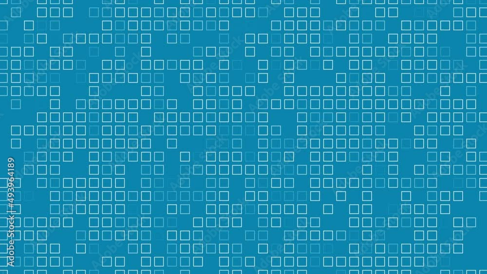 Abstract blue background with moving and glowing square mosaic particles. Seamless loopable animation. Abstract blue background with moving and glowing square mosaic particles. Seamless loopable animation.