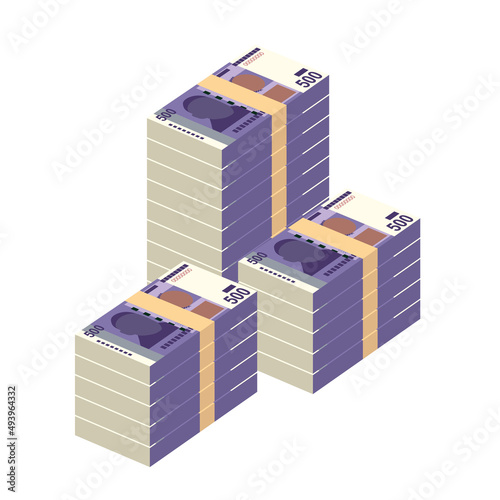 Kyrgyz som Vector Illustration. Kyrgyzstan money set bundle banknotes. Paper money 500 som. Flat style. Isolated on white background. Simple minimal design.