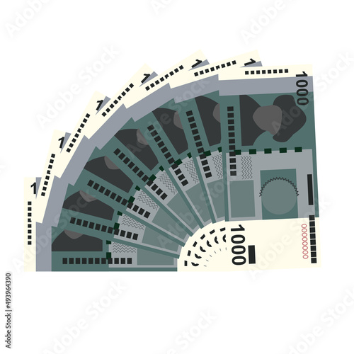Kyrgyz som Vector Illustration. Kyrgyzstan money set bundle banknotes. Paper money 1000 som. Flat style. Isolated on white background. Simple minimal design.