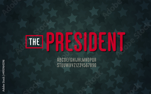 Condensed font, rounded alphabet with shadow, letters and numbers
