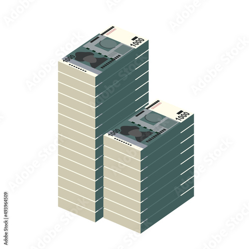 Kyrgyz som Vector Illustration. Kyrgyzstan money set bundle banknotes. Paper money 1000 som. Flat style. Isolated on white background. Simple minimal design.