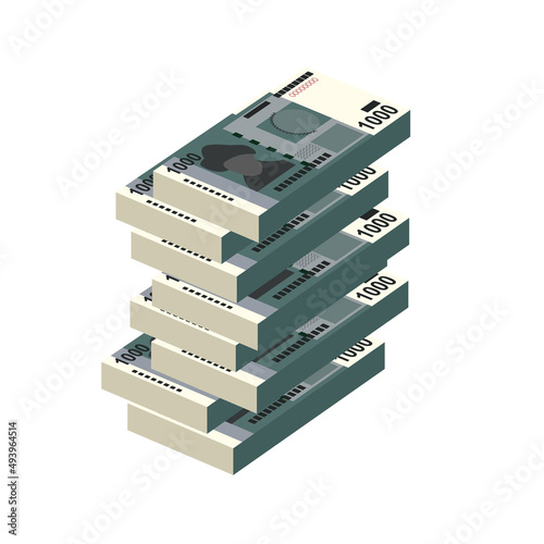 Kyrgyz som Vector Illustration. Kyrgyzstan money set bundle banknotes. Paper money 1000 som. Flat style. Isolated on white background. Simple minimal design.