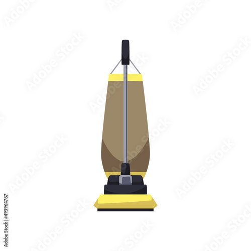 Stick vacuum cleaner vintage device, flat vector illustration isolated.