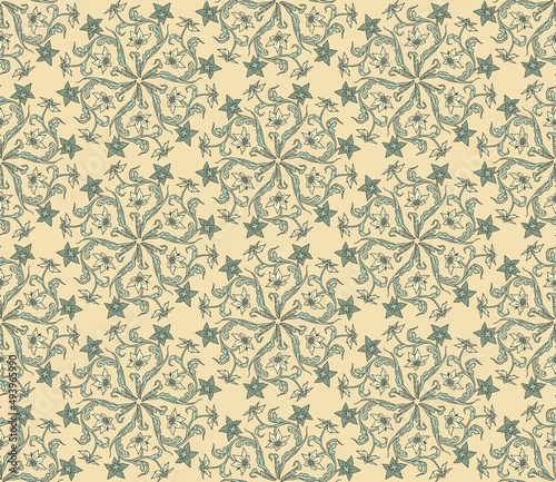Seamless floral pattern in art nouveau style