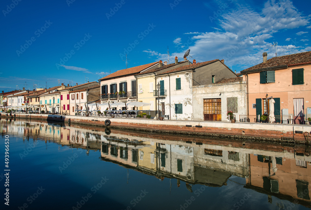 Houses on the Porto Canale  in Cesenatico Italy